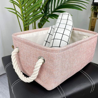 panier rangement salle de bain rose pastel pliable