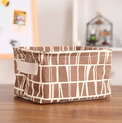 paniers de rangement marron rayures blanches 