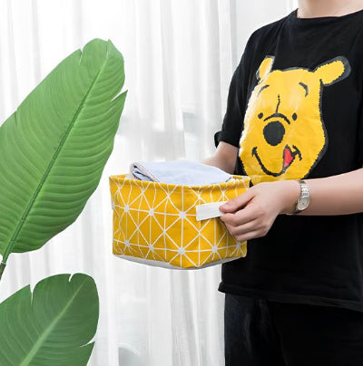 paniers de rangement motif géométrique jaune 