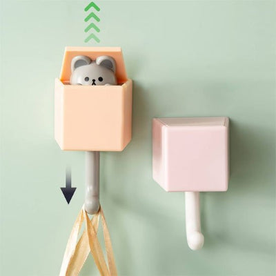 patere salle de bain Porte-clés cube mural auto-adhésif motif chat de dessin animé