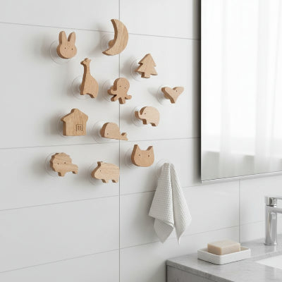 patères Crochet mural en bois créatif étoile lune Animal baleine lapin chat