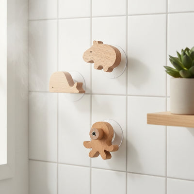 patères Crochet mural  en bois créatif étoile lune Animal pieuvre escargot 