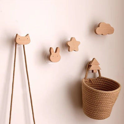 patères Crochet mural en bois créatif étoile lune Animal nuage chat