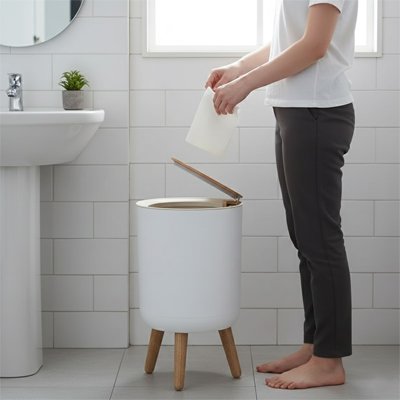 petite Poubelle salle de bain, avec ouverture à pression à 3 pieds hauts