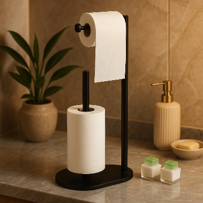 portant papier toilette noir sobre socle solide