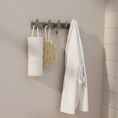Porte manteau salle de bain avec des crochets, gris 