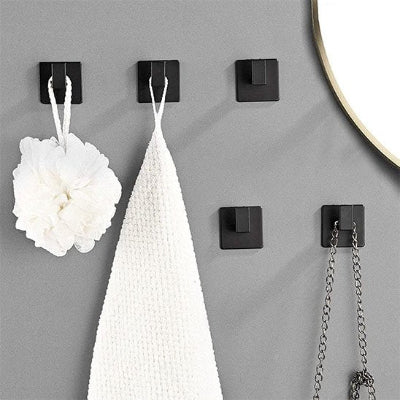 porte manteau salle de bain, Crochet carré noir adhésif 