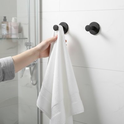porte manteau salle de bain Crochet mural noir rond sans poinçon 