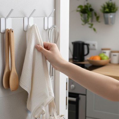 porte manteau salle de bain Crochets muraux blancs, porte-serviettes, auto-adhésifs