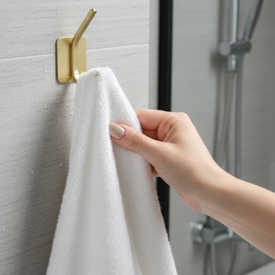 porte manteau salle de bain, Crochets muraux dorés,  auto-adhésifs