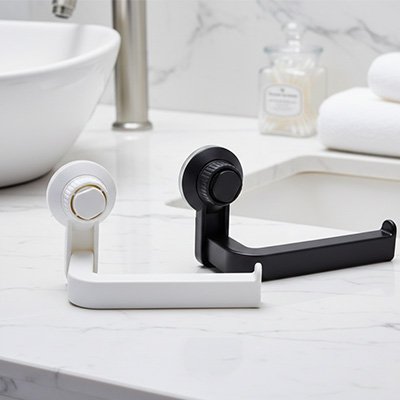 Porte papier toilette à Ventouse noir et blanc simple et léger