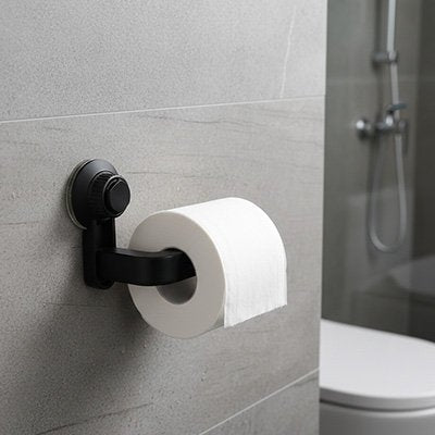 Porte papier toilette à Ventouse noir simple et léger 