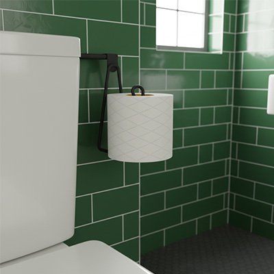 Porte papier toilette avec crochet noir sans perçage finition peinte 