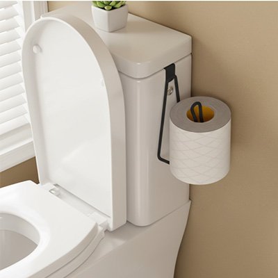 Porte papier toilette avec finition peinte noir conception sans perçage en métal 