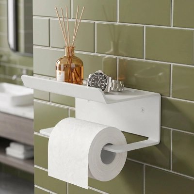 Porte papier toilette blanc Organisateur mural hygiénique pour toilettes