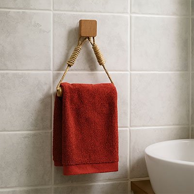 Porte papier toilette bois sans clous avec cordage, triangulaire