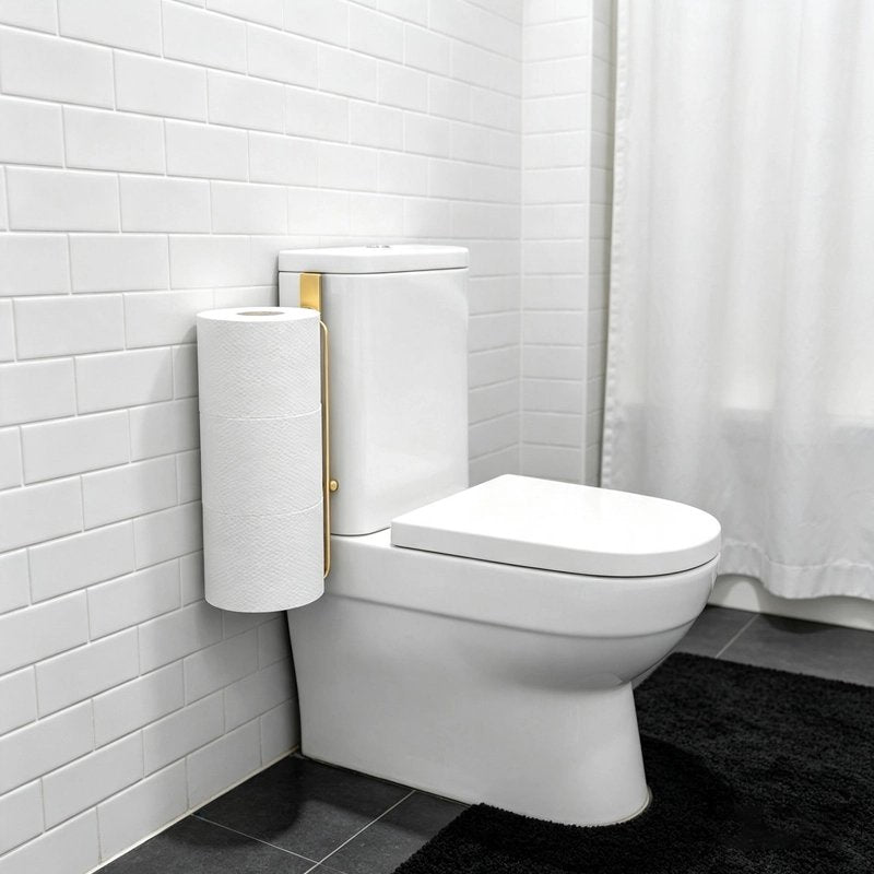 Porte papier toilette doré à installer sur le coté des toilettes 