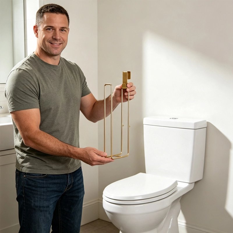 Porte papier toilette doré à suspendre sur les toilettes 