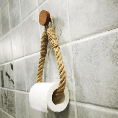 Porte papier toilette en bois avec crochet rond en bois sans clous