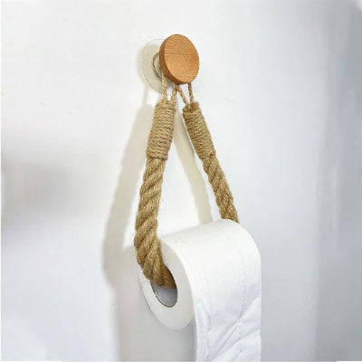 Porte papier toilette en bois crochet rond en bois en longue corde 