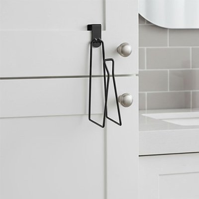 Porte papier toilette en métal noir avec finition peinte conception sans perçage avec crochet