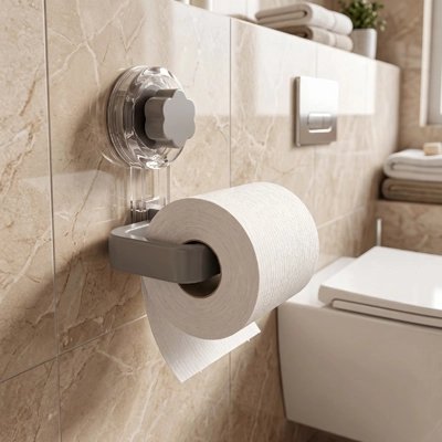 Porte papier toilette mural avec auto adhésif et ventouse transparente