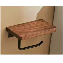 porte papier toilette mural avec tablette en bois robuste et simple