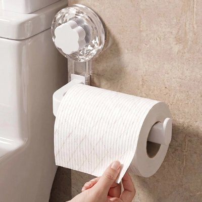 Porte papier toilette mural avec ventouse transparente 