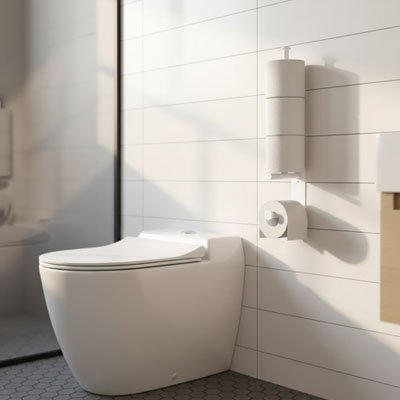 Porte papier toilette mural barre verticale noire contenant 4 rouleaux de papier
