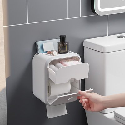 Porte papier toilette mural Boîte de rangement pour papier toilette organisateur