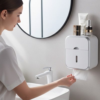 Porte papier toilette mural Boîte de rangement pour papier toilette solide 