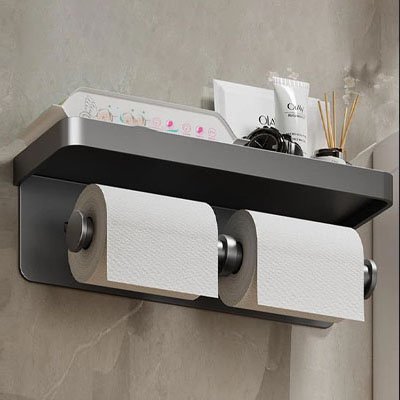 porte-papier toilette mural double, et porte téléphone sans perçage 