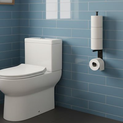 Porte papier toilette mural noir barre verticale contenant 4 rouleaux