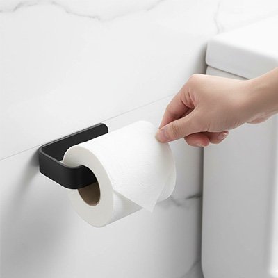 Porte papier toilette mural sans perçage avec adhésif noir