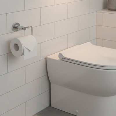 Porte papier toilette murale chrome avec tige courbée fine