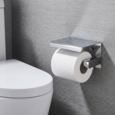 Porte papier toilette murale en métal avec étagère