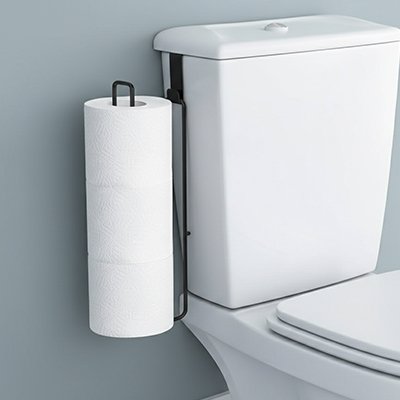 Porte papier toilette noir avec crochet à suspendre aux toilettes