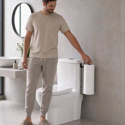 Porte papier toilette noir pour installation sur le côté du toilette