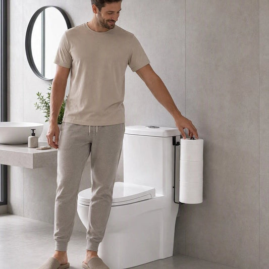 Porte papier toilette noir pour installation sur le côté du toilette