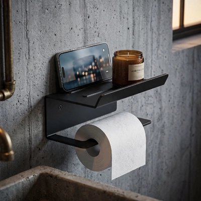 Porte papier toilette Organisateur mural hygiénique pour toilettes noir