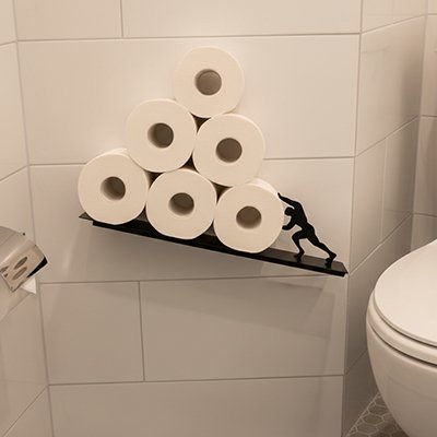 Porte papier toilette original acier inoxydable en forme d'homme solide noir
