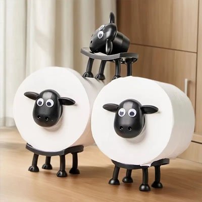 Porte papier toilette original mouton noir sur pieds