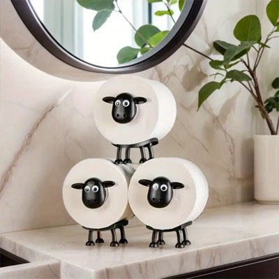 Porte papier toilette original mouton sur pieds, noir 