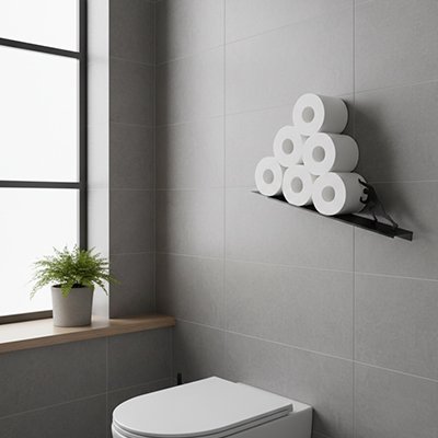 Porte papier toilette original noir, en acier inoxydable en forme d'homme solide