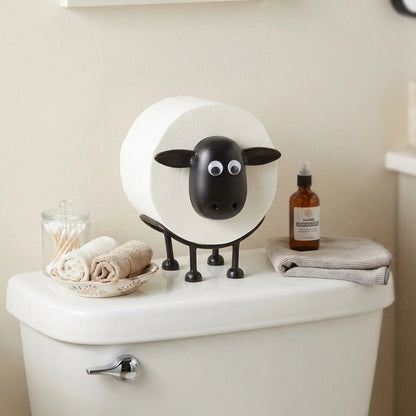 Porte papier toilette rigolo mouton noir sur pied 