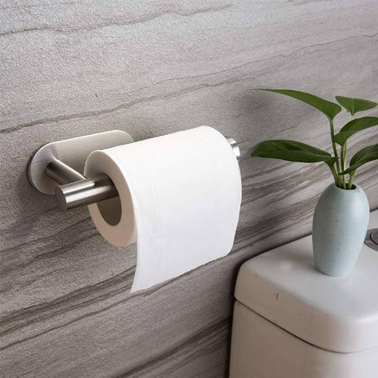 Porte papier toilette sans perçage couleur chrome tige horizontale 