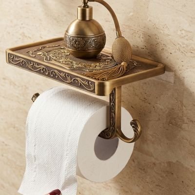 Porte papier toilette, Vintage classique Antique en laiton, fixation adhésive
