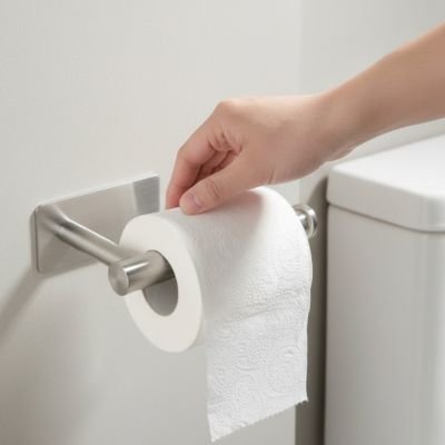 Porte rouleau papier toilette chrome avec adhésif , en acier inoxydable brossé 