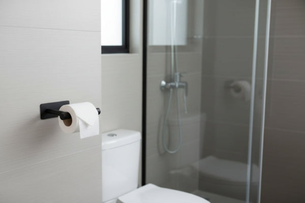 Porte rouleau papier toilette noir, fixation avec adhésif en acier inoxydable brossé 