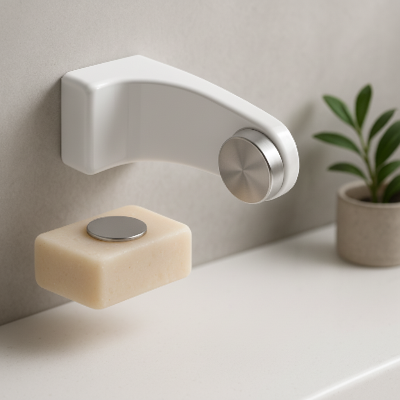porte savon aimanté blanc fixation sans perçage 